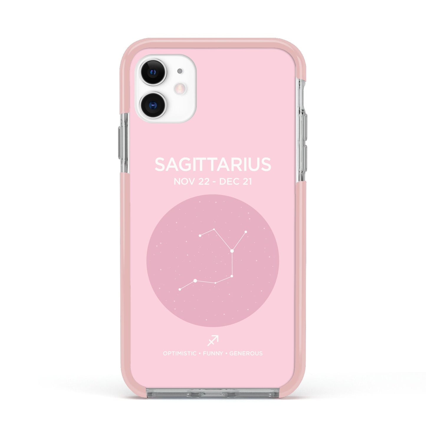 Personalised Pink Constellation Zodiac Sign Apple iPhone 11 in White with Pink Impact Case