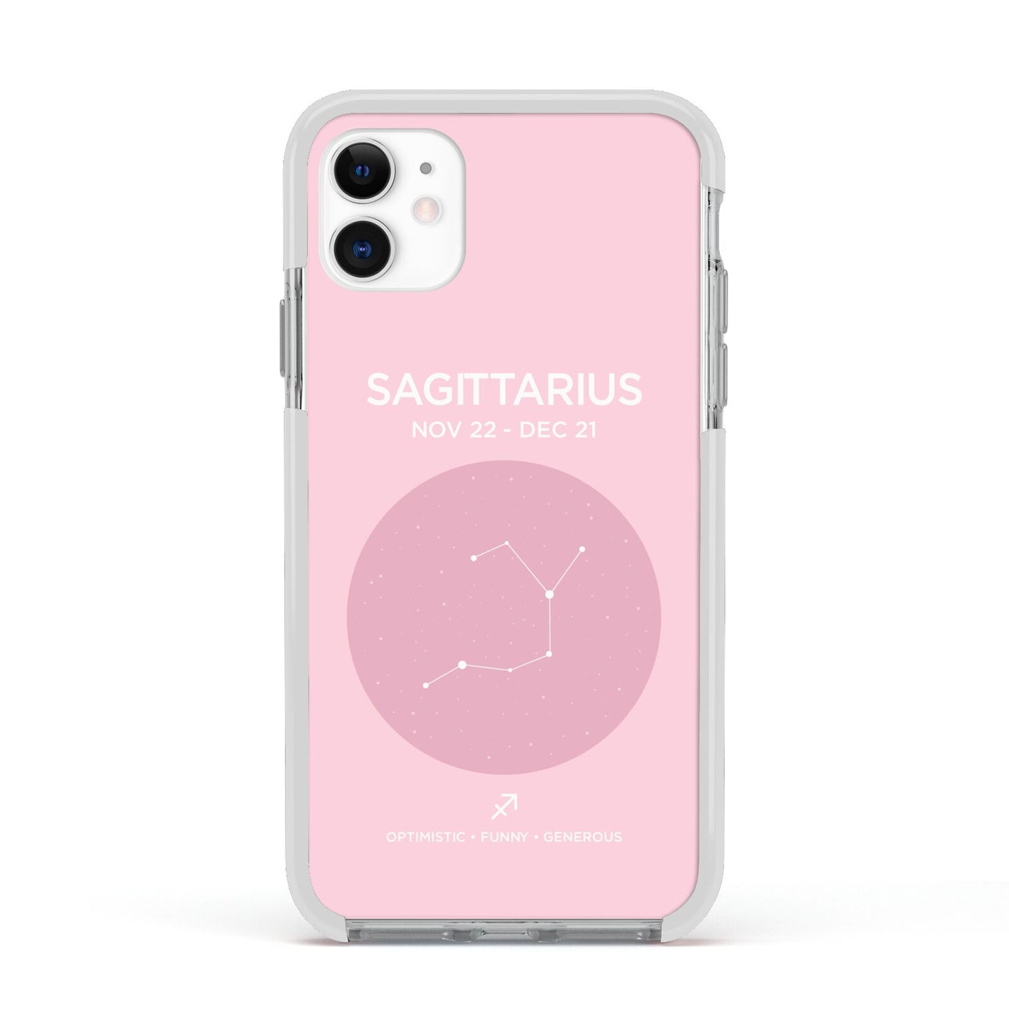 Personalised Pink Constellation Zodiac Sign Apple iPhone 11 in White with White Impact Case