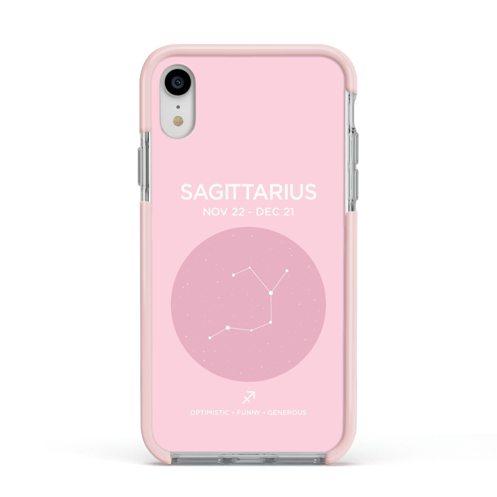 Personalised Pink Constellation Zodiac Sign Apple iPhone XR Impact Case Pink Edge on Silver Phone