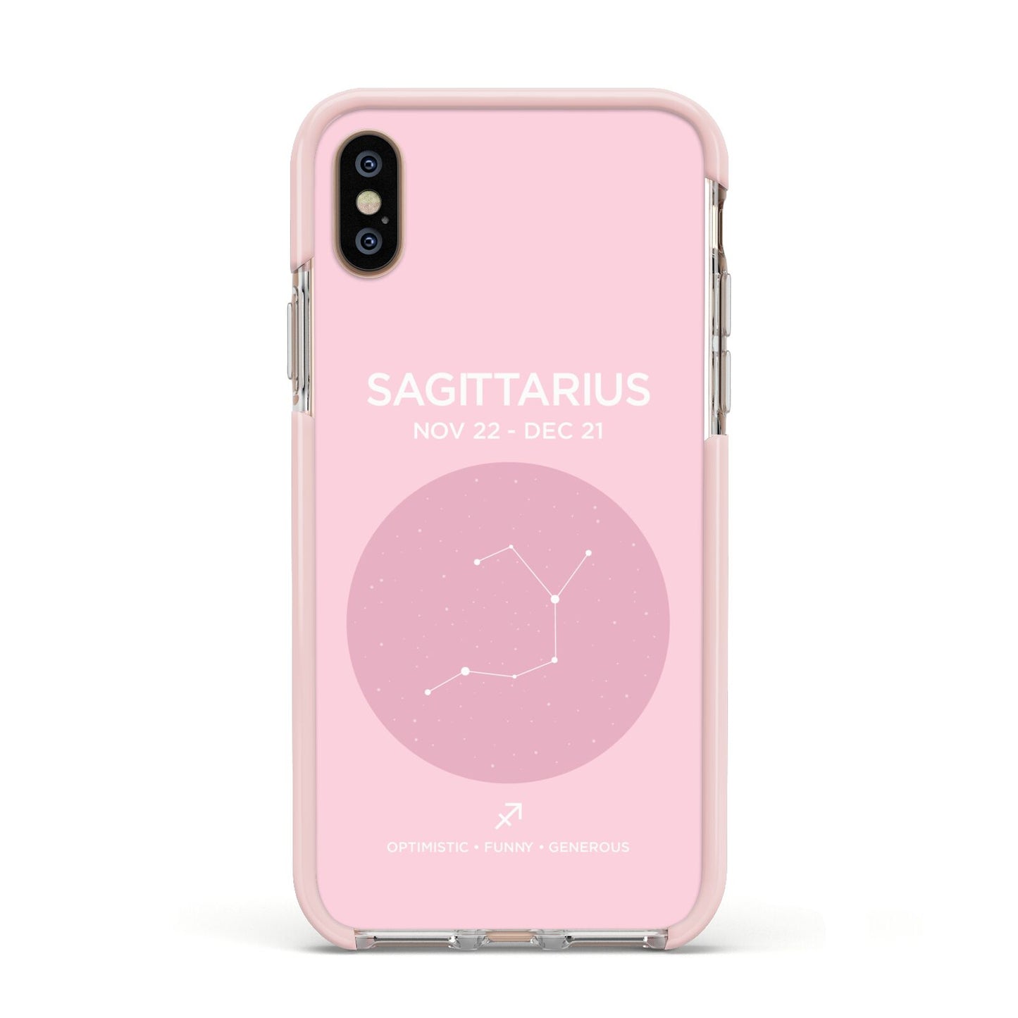 Personalised Pink Constellation Zodiac Sign Apple iPhone Xs Impact Case Pink Edge on Gold Phone