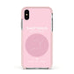 Personalised Pink Constellation Zodiac Sign Apple iPhone Xs Impact Case Pink Edge on Silver Phone