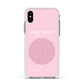 Personalised Pink Constellation Zodiac Sign Apple iPhone Xs Impact Case White Edge on Silver Phone