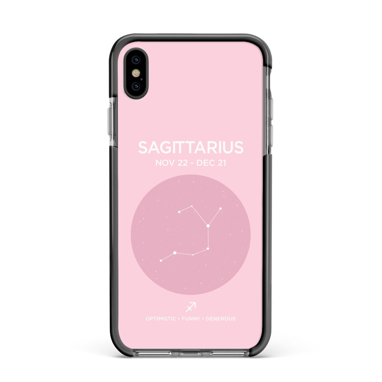 Personalised Pink Constellation Zodiac Sign Apple iPhone Xs Max Impact Case Black Edge on Black Phone