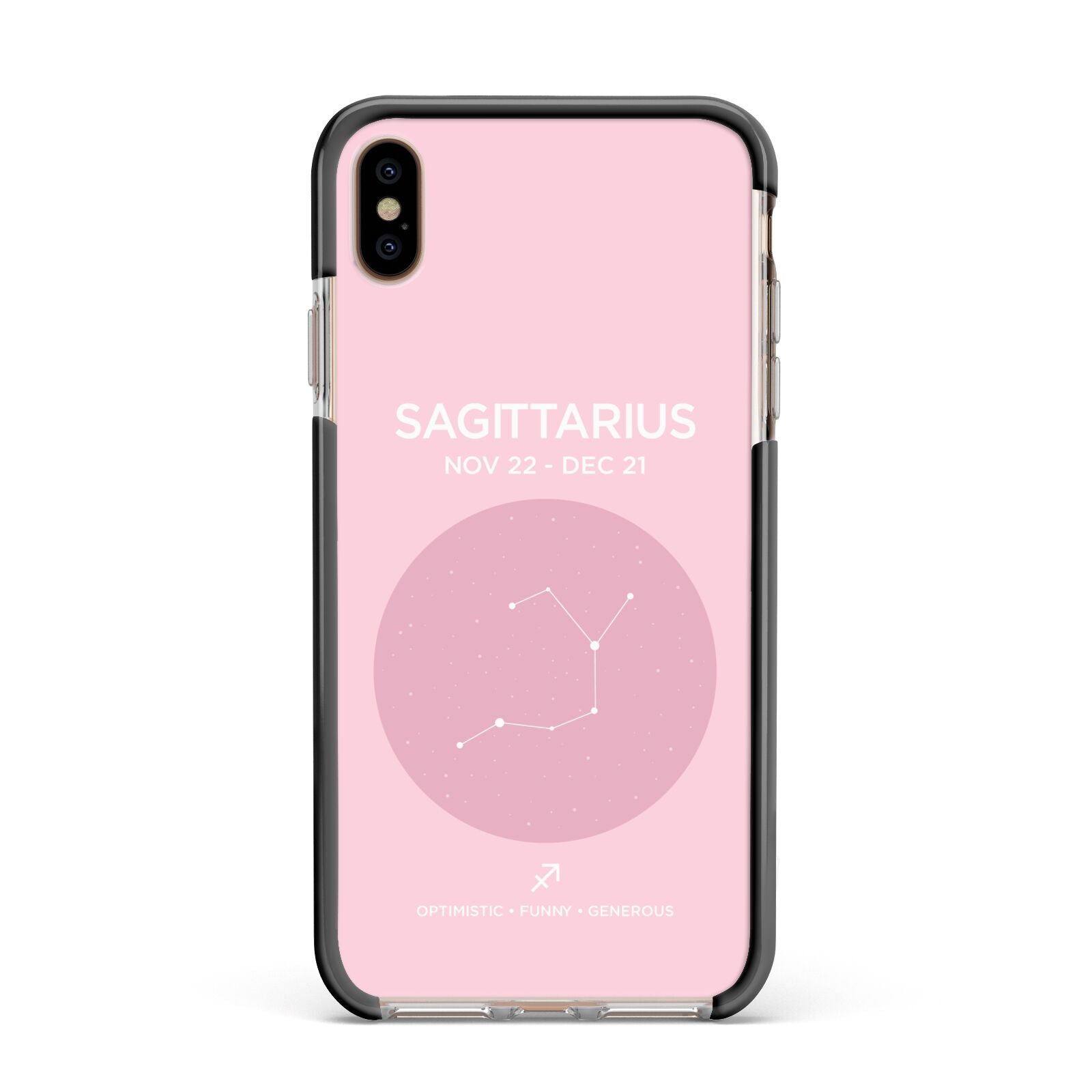 Personalised Pink Constellation Zodiac Sign Apple iPhone Xs Max Impact Case Black Edge on Gold Phone