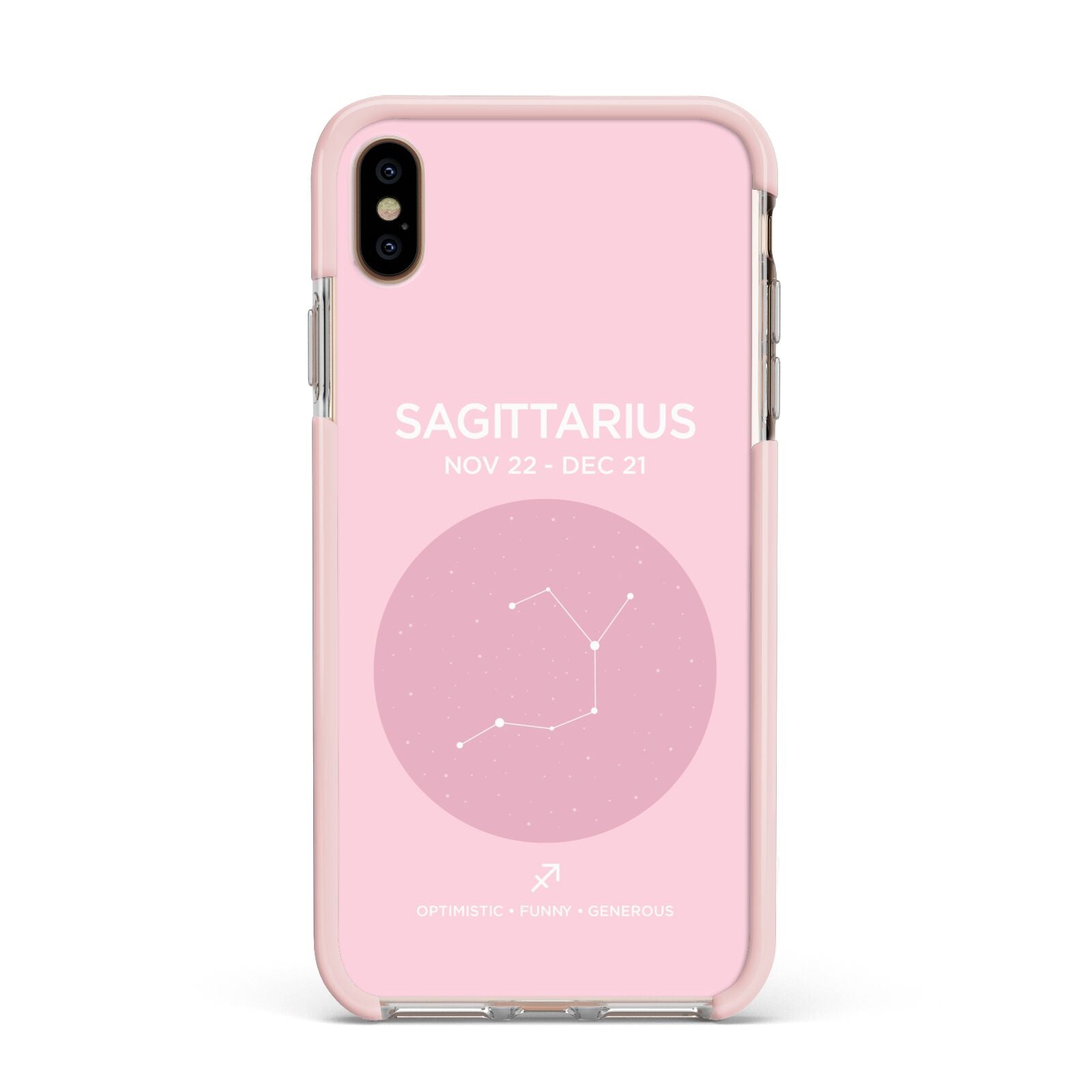 Personalised Pink Constellation Zodiac Sign Apple iPhone Xs Max Impact Case Pink Edge on Gold Phone