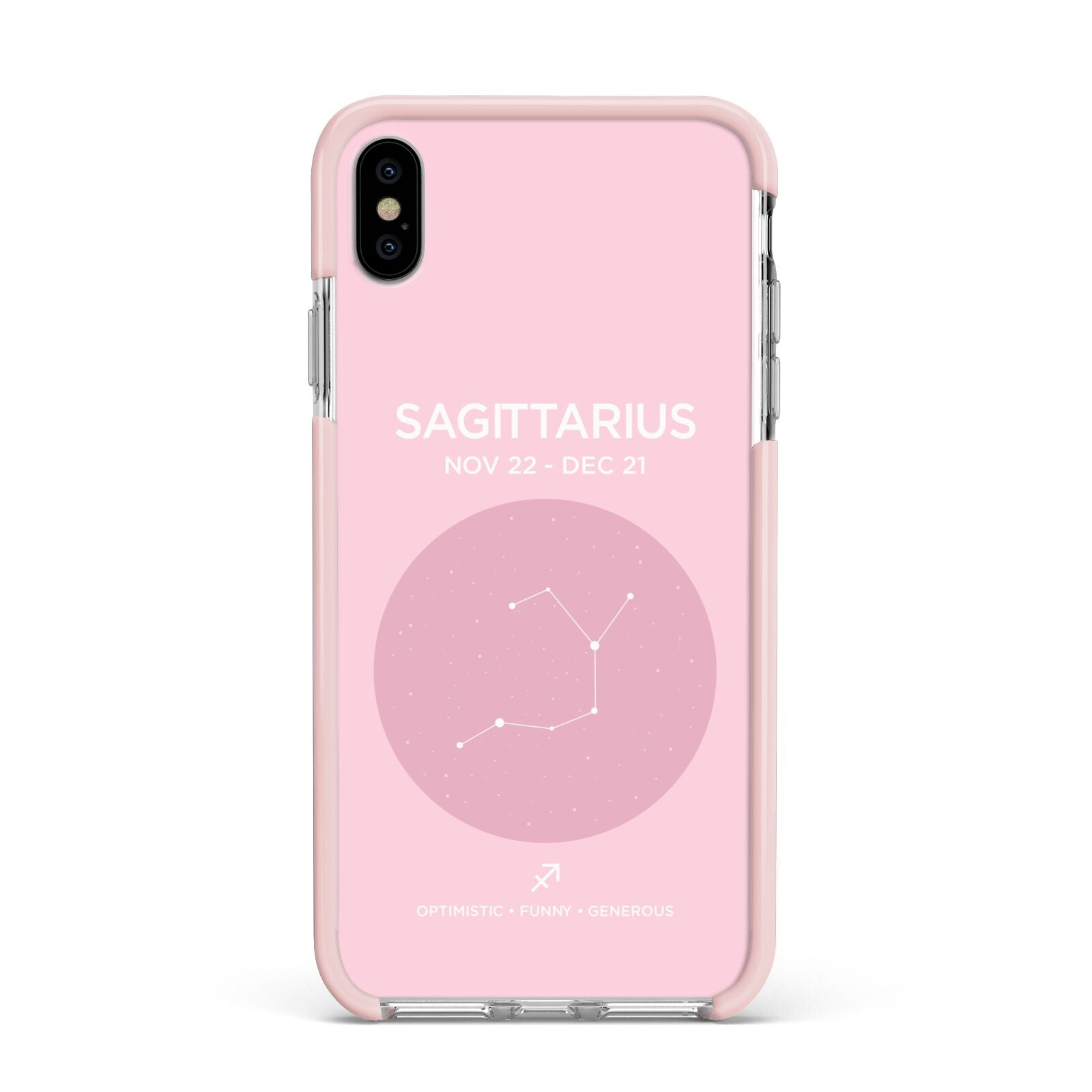 Personalised Pink Constellation Zodiac Sign Apple iPhone Xs Max Impact Case Pink Edge on Silver Phone