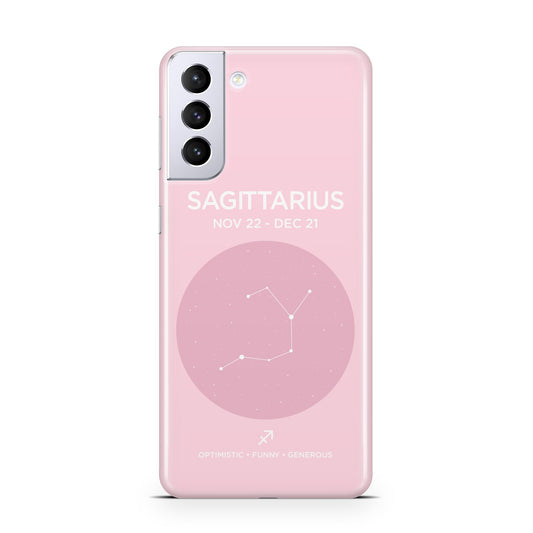 Personalised Pink Constellation Zodiac Sign Samsung S21 Plus Phone Case