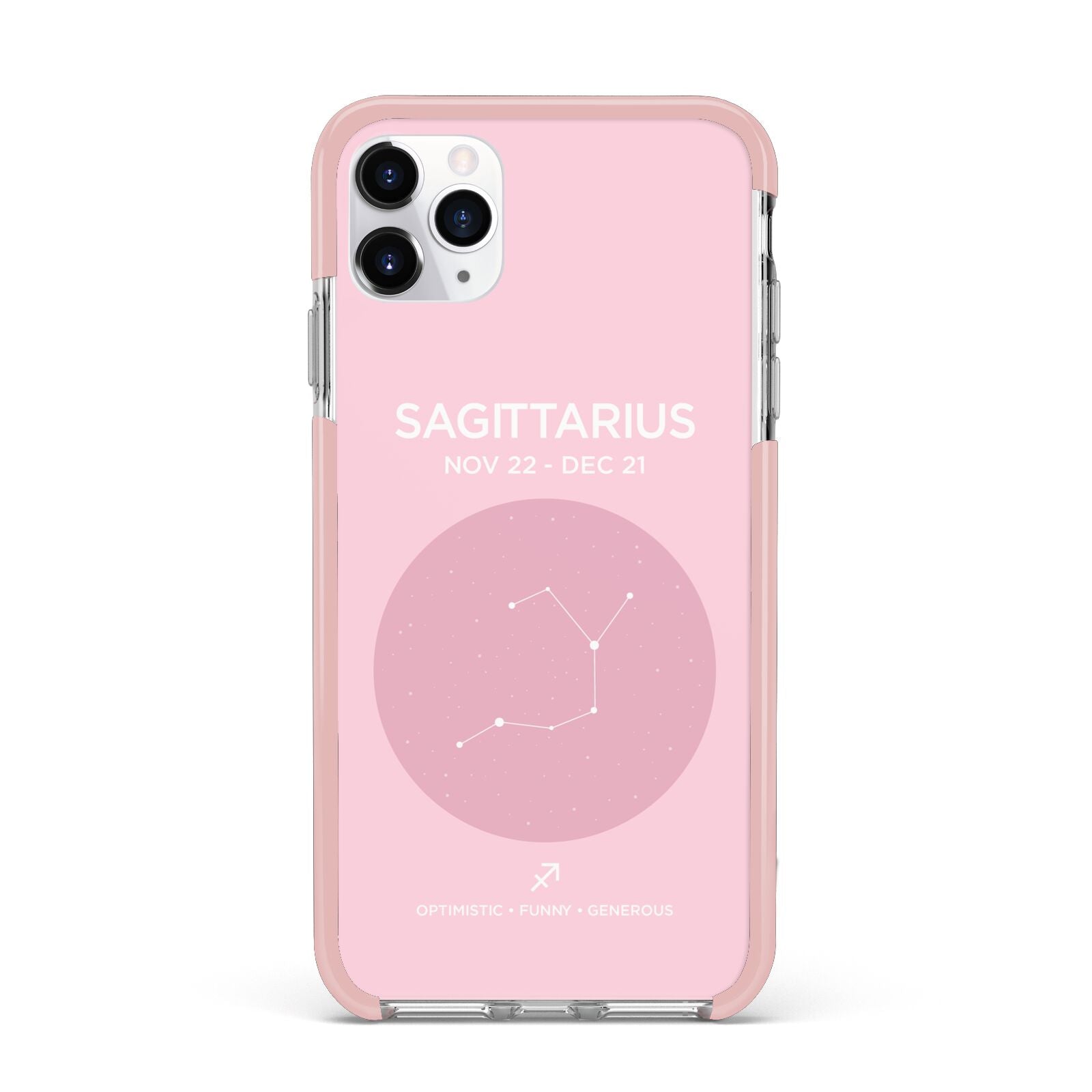 Personalised Pink Constellation Zodiac Sign iPhone 11 Pro Max Impact Pink Edge Case