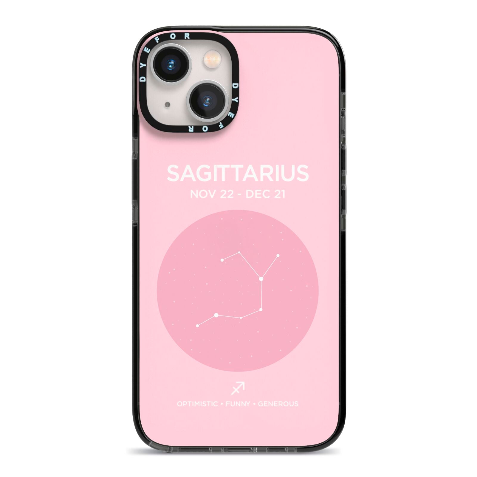 Personalised Pink Constellation Zodiac Sign iPhone 13 Black Impact Case on Silver phone