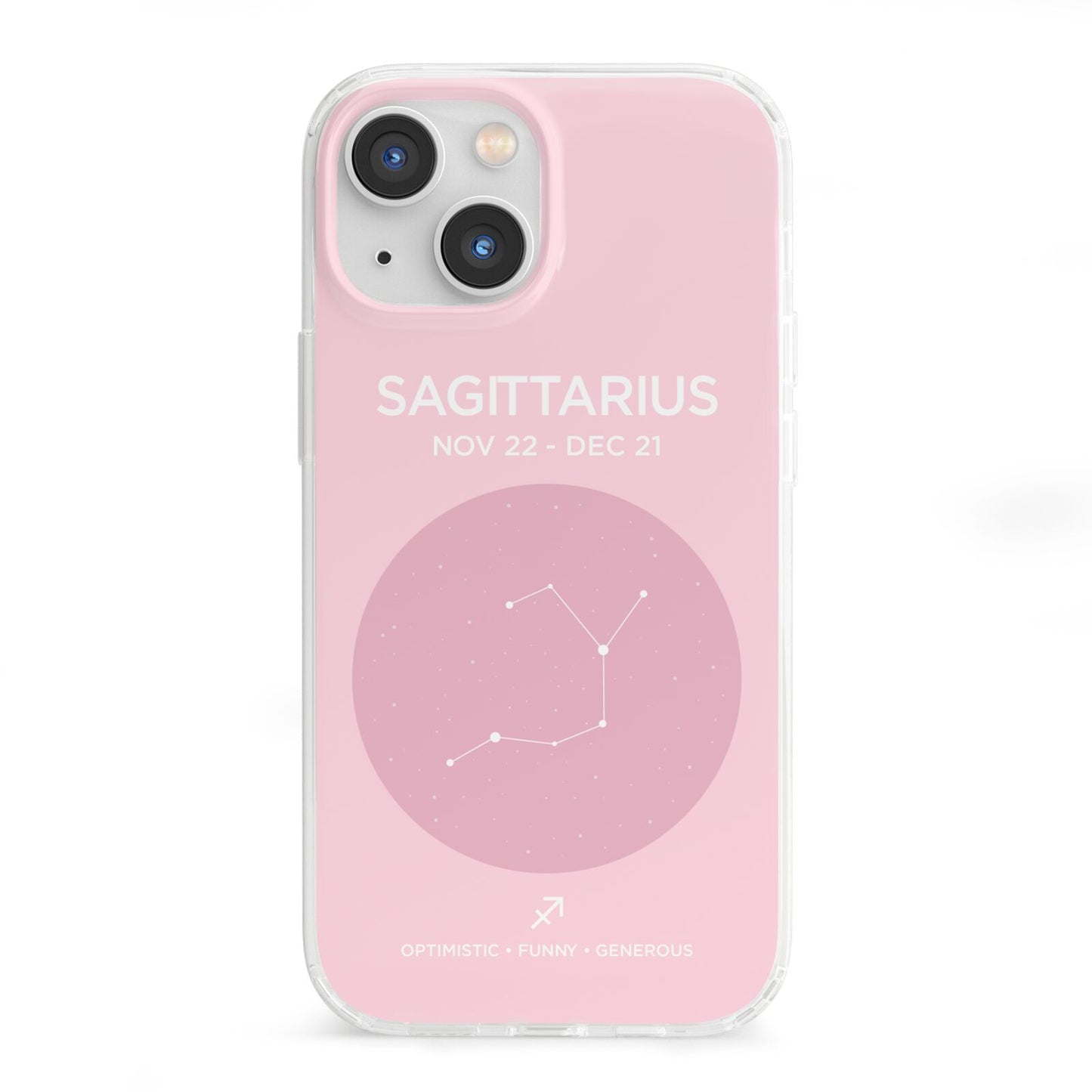 Personalised Pink Constellation Zodiac Sign iPhone 13 Mini Clear Bumper Case