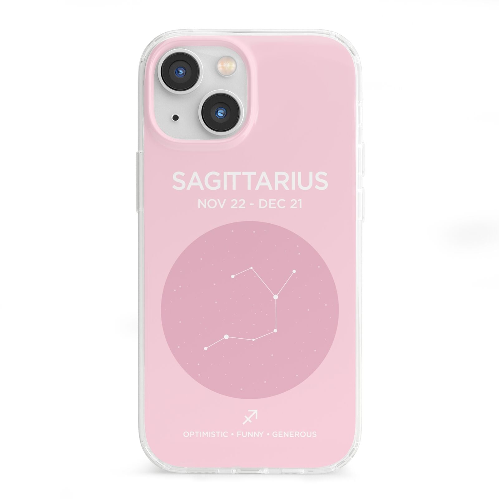 Personalised Pink Constellation Zodiac Sign iPhone 13 Mini Clear Bumper Case