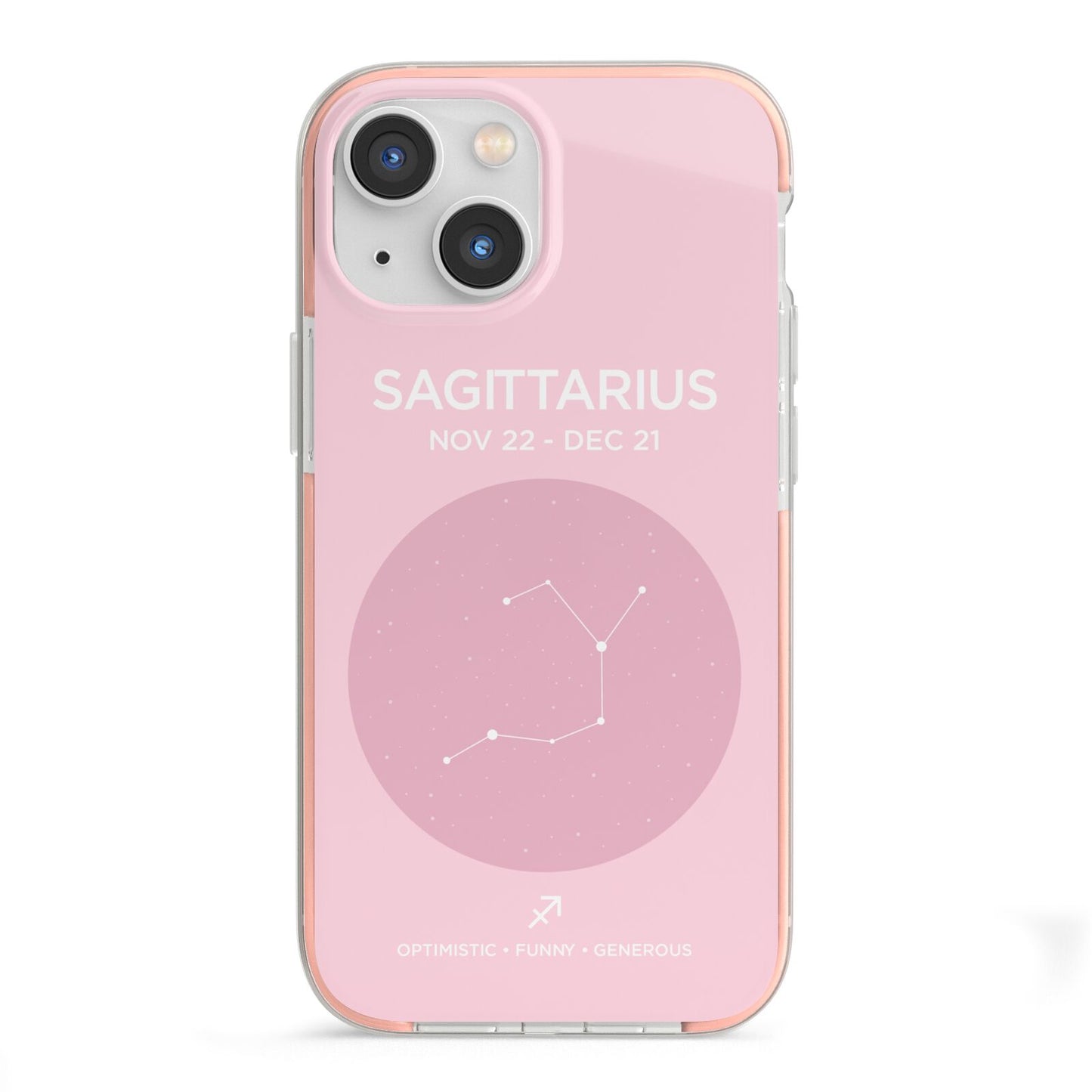 Personalised Pink Constellation Zodiac Sign iPhone 13 Mini TPU Impact Case with Pink Edges