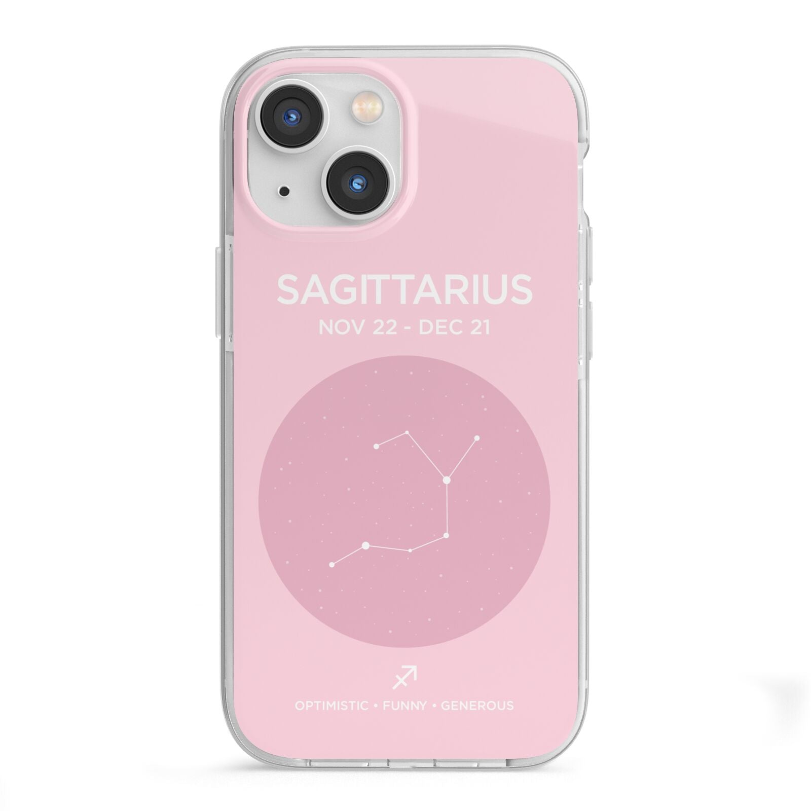 Personalised Pink Constellation Zodiac Sign iPhone 13 Mini TPU Impact Case with White Edges