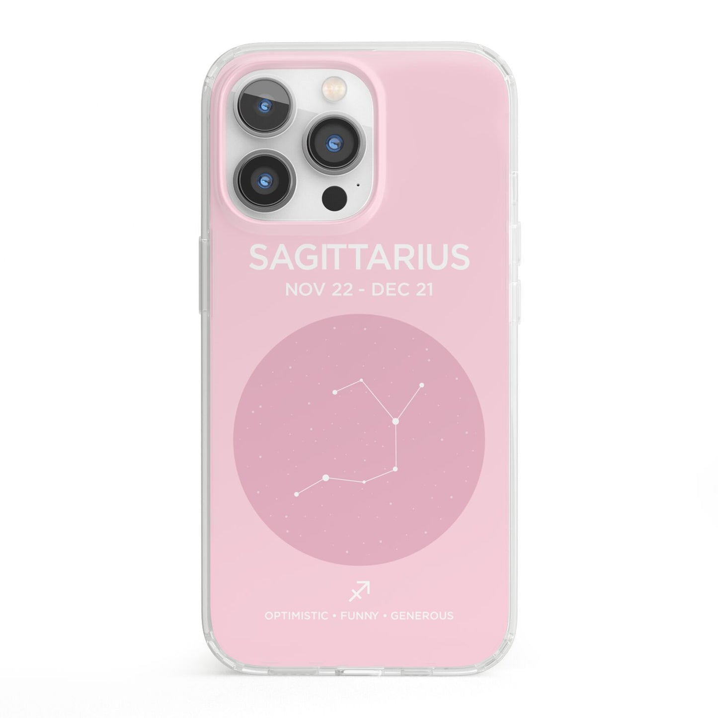 Personalised Pink Constellation Zodiac Sign iPhone 13 Pro Clear Bumper Case