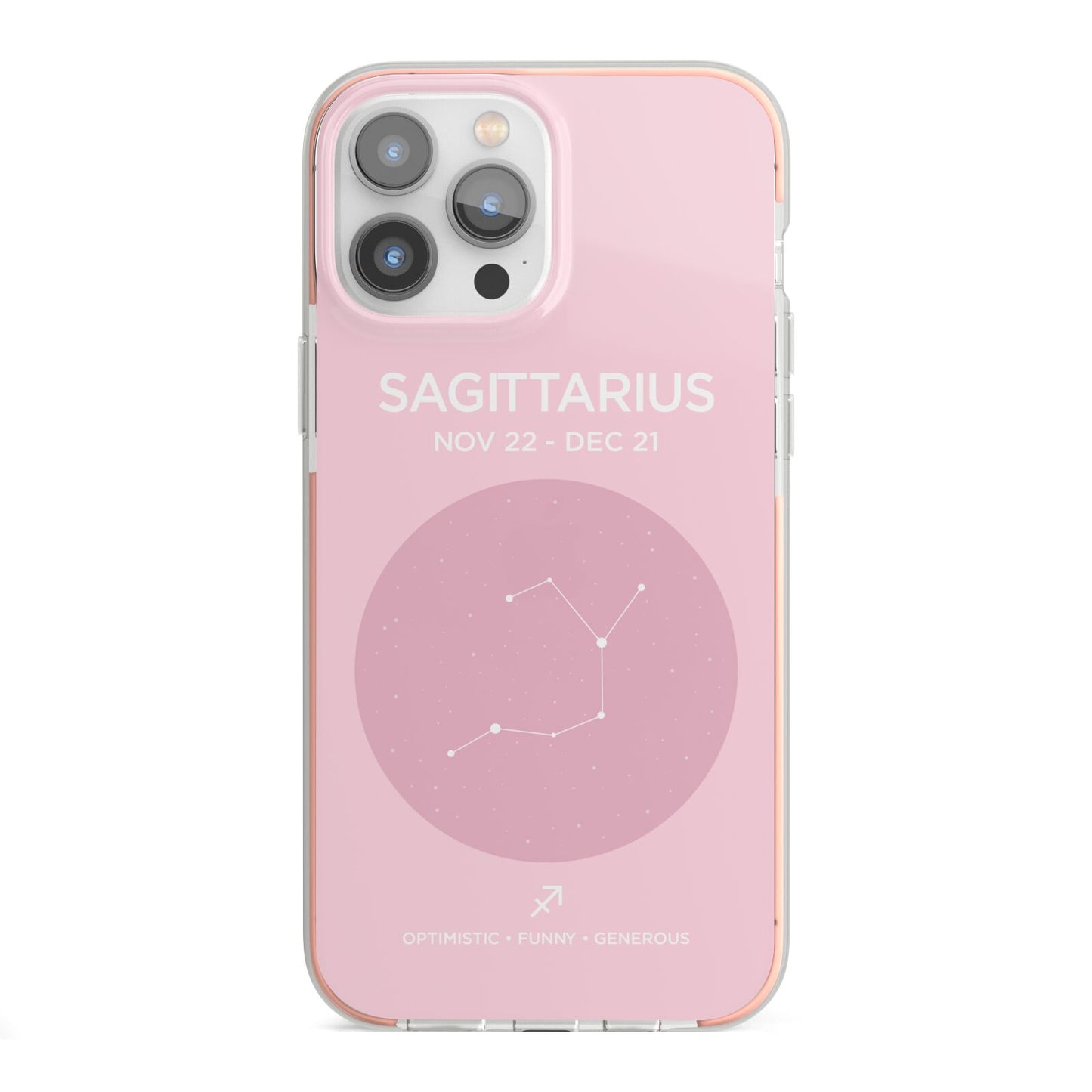 Personalised Pink Constellation Zodiac Sign iPhone 13 Pro Max TPU Impact Case with Pink Edges