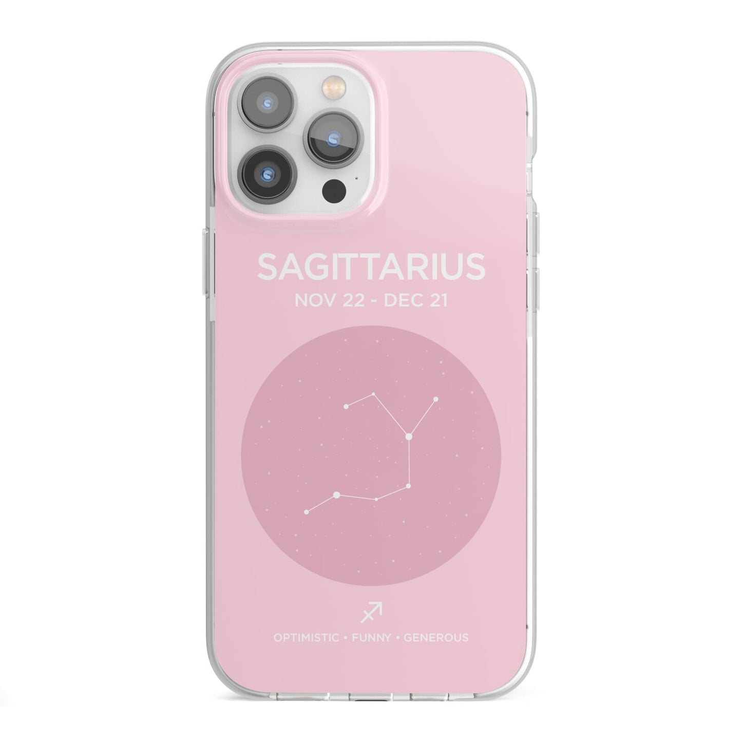 Personalised Pink Constellation Zodiac Sign iPhone 13 Pro Max TPU Impact Case with White Edges
