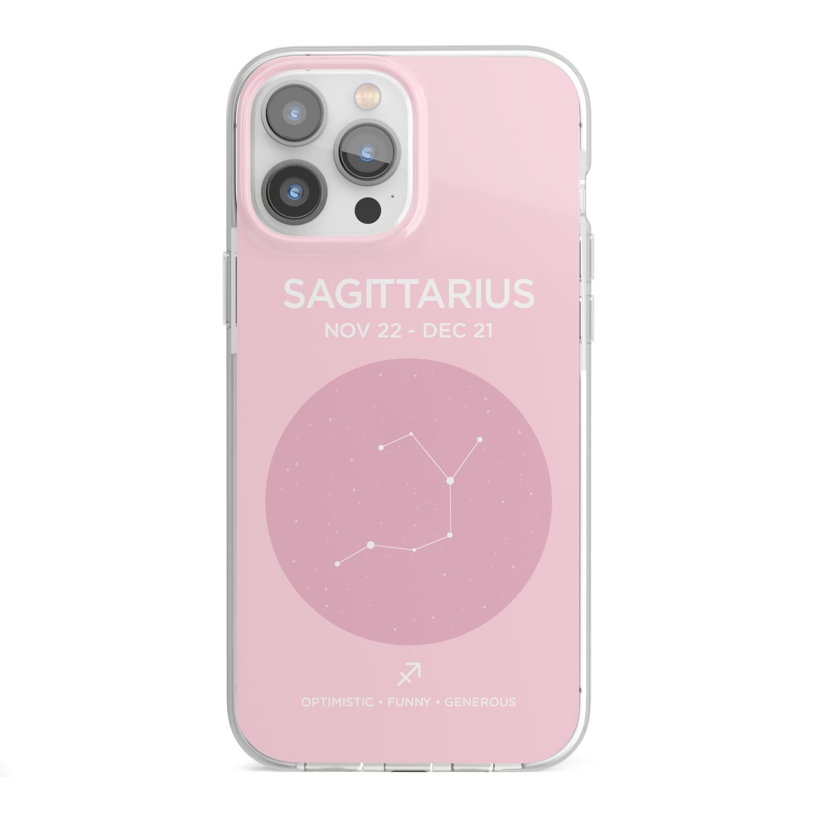 Personalised Pink Constellation Zodiac Sign iPhone 13 Pro Max TPU Impact Case with White Edges
