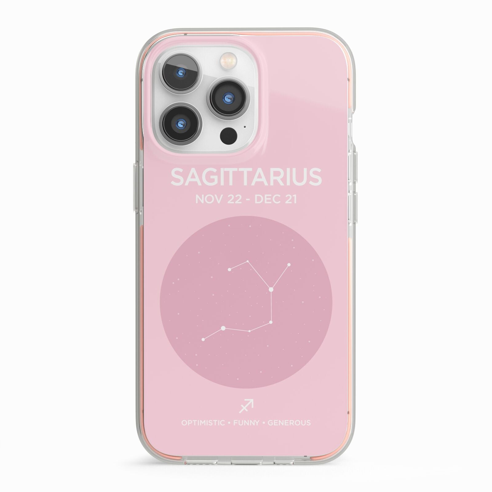 Personalised Pink Constellation Zodiac Sign iPhone 13 Pro TPU Impact Case with Pink Edges