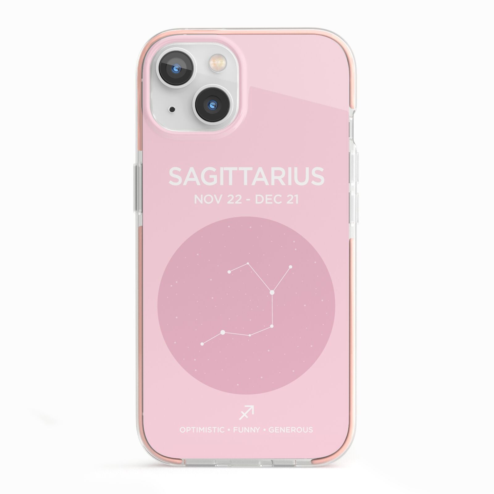 Personalised Pink Constellation Zodiac Sign iPhone 13 TPU Impact Case with Pink Edges