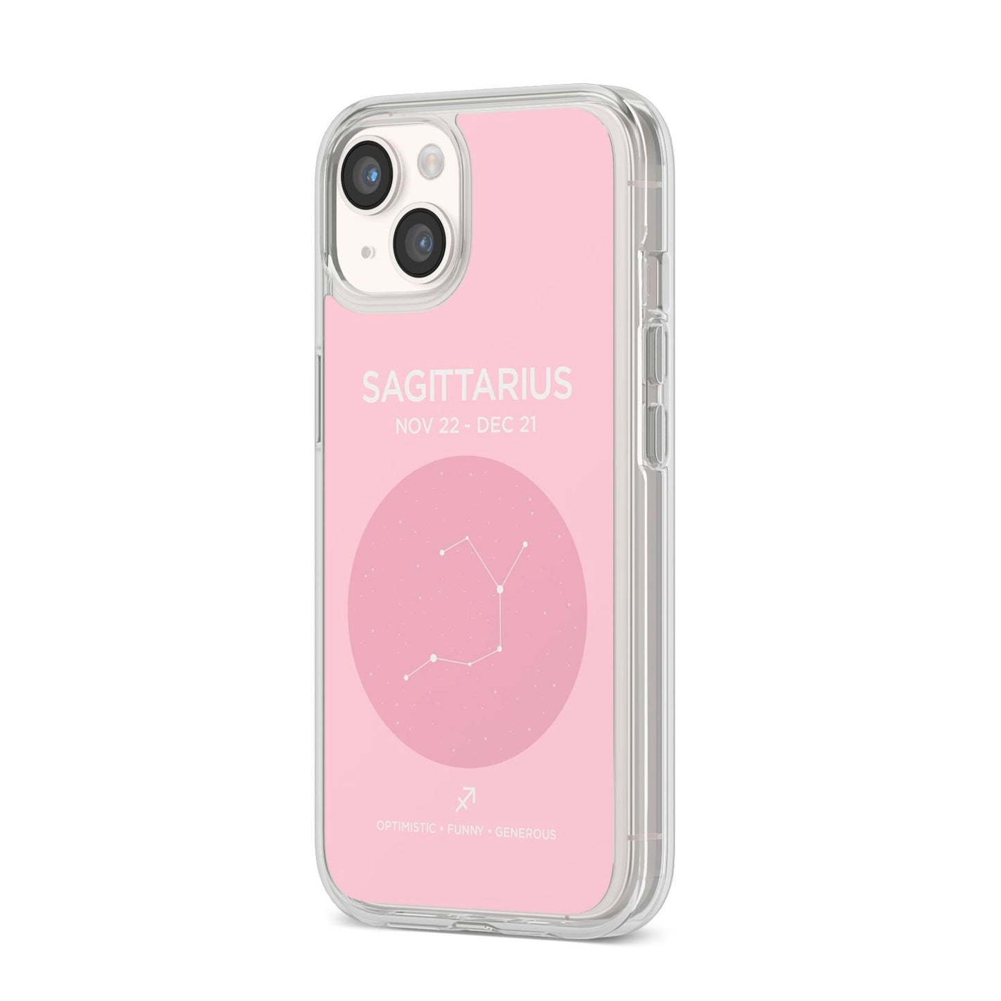 Personalised Pink Constellation Zodiac Sign iPhone 14 Clear Tough Case Starlight Angled Image