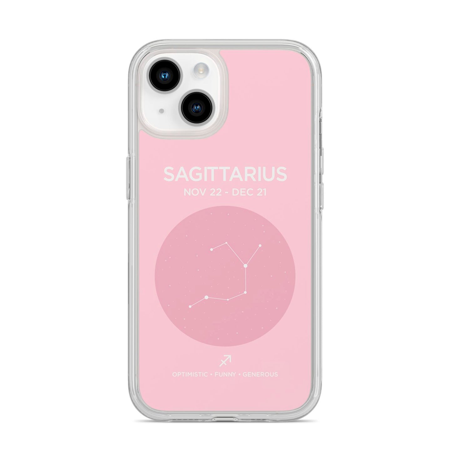 Personalised Pink Constellation Zodiac Sign iPhone 14 Clear Tough Case Starlight