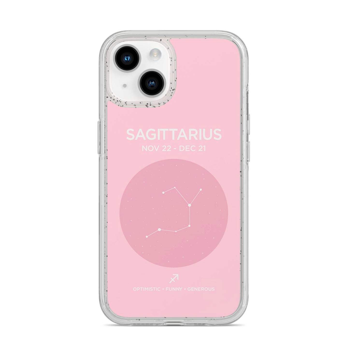 Personalised Pink Constellation Zodiac Sign iPhone 14 Glitter Tough Case Starlight