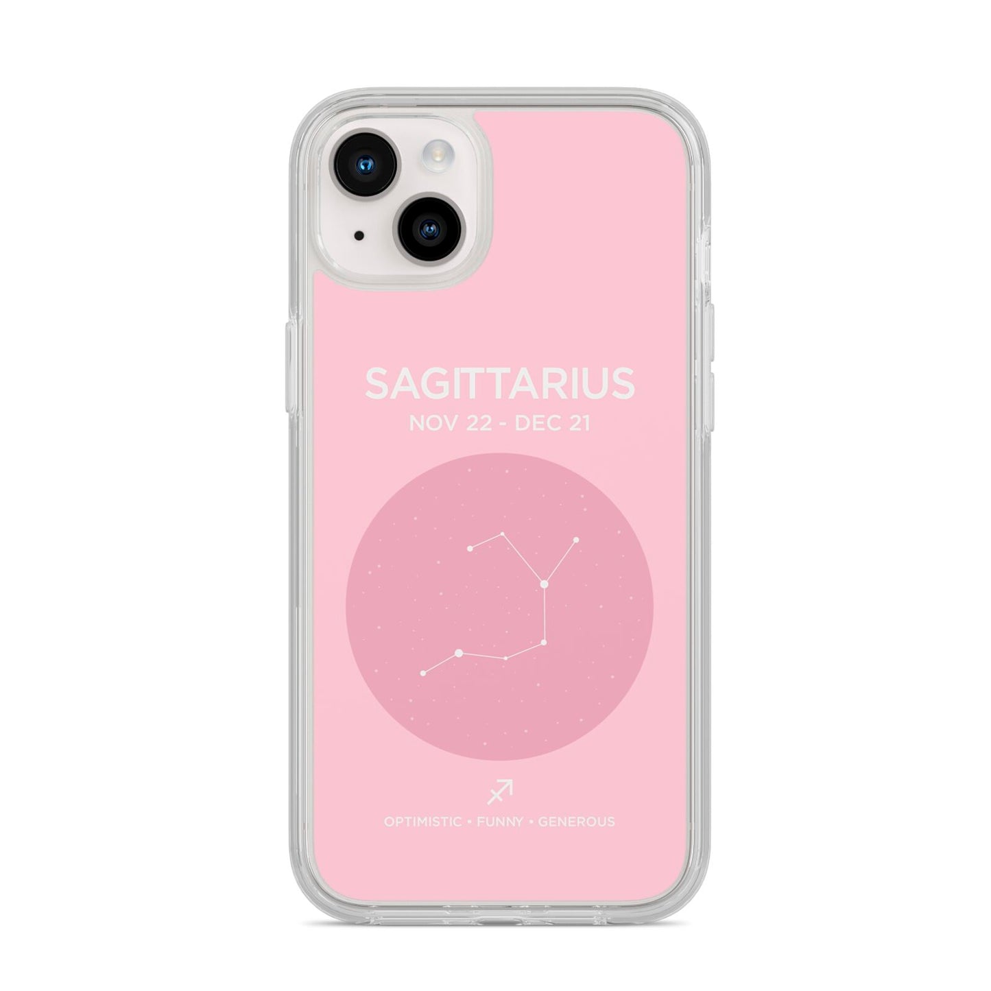 Personalised Pink Constellation Zodiac Sign iPhone 14 Plus Clear Tough Case Starlight