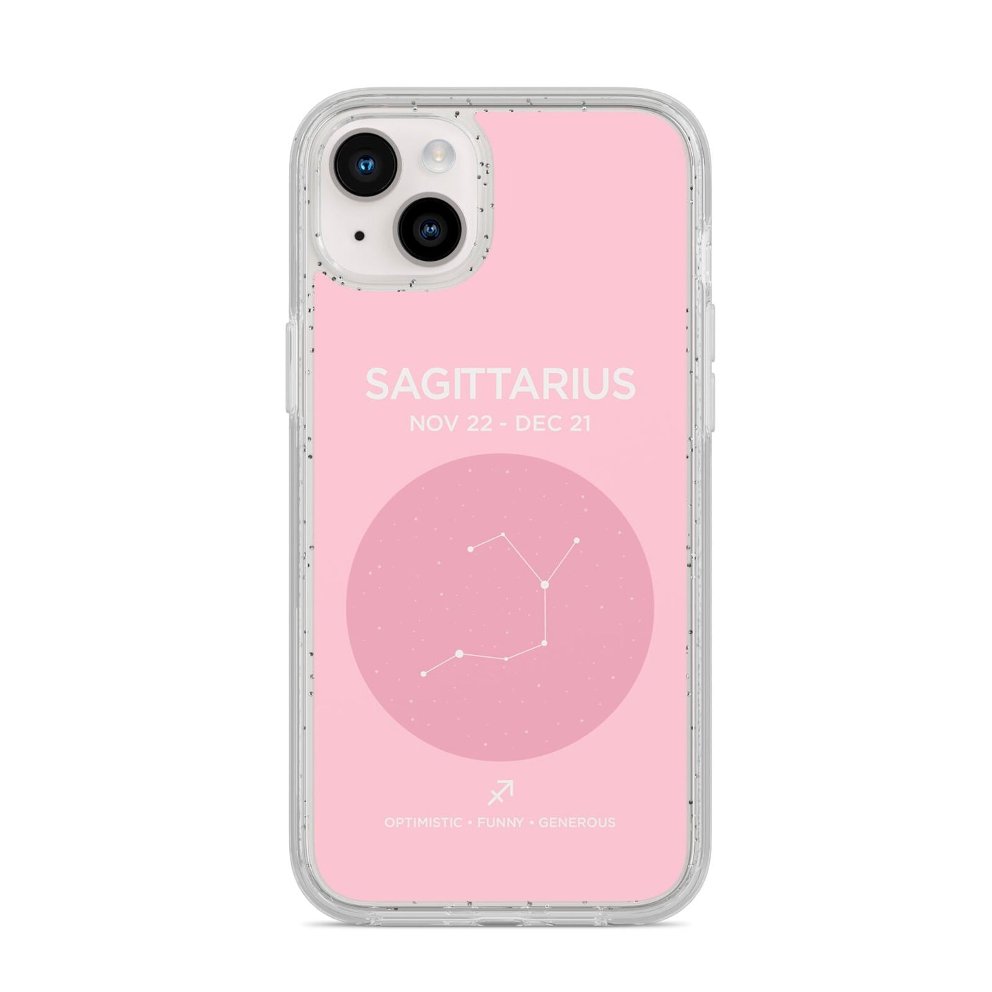 Personalised Pink Constellation Zodiac Sign iPhone 14 Plus Glitter Tough Case Starlight