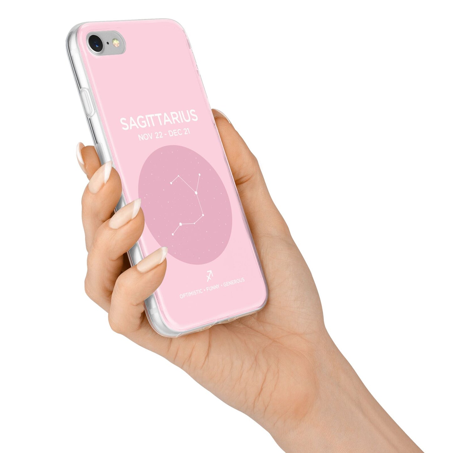 Personalised Pink Constellation Zodiac Sign iPhone 7 Bumper Case on Silver iPhone Alternative Image