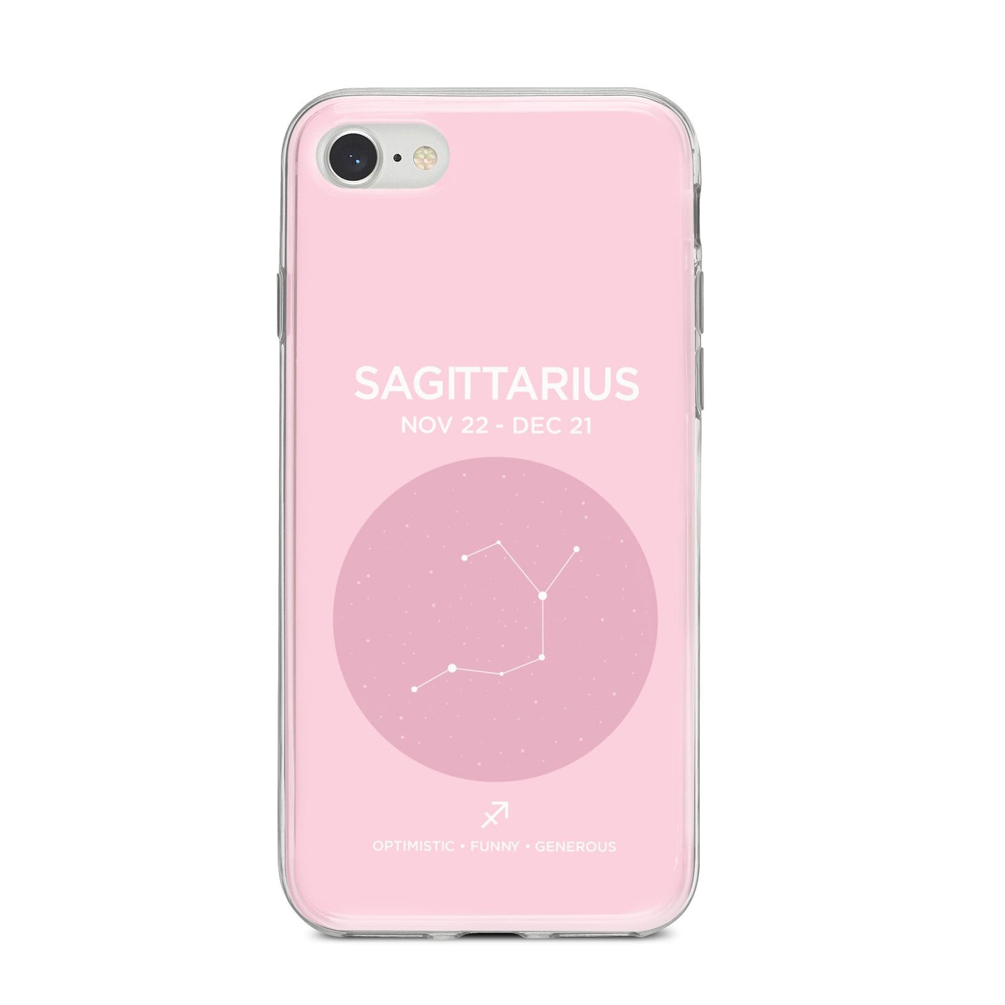 Personalised Pink Constellation Zodiac Sign iPhone 8 Bumper Case on Silver iPhone