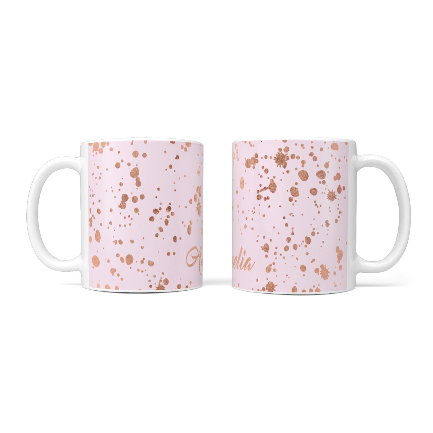 Personalised Pink Copper Splats Name 10oz Mug Alternative Image 3