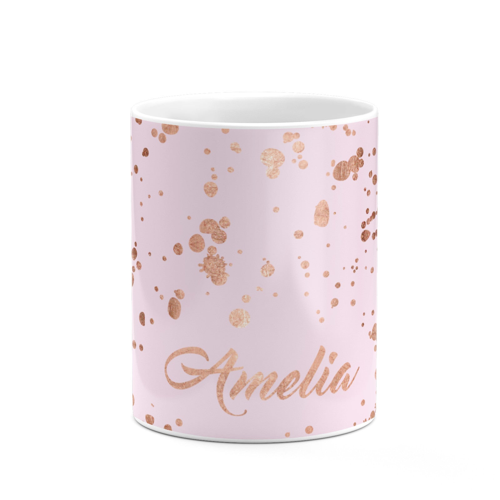 Personalised Pink Copper Splats Name 10oz Mug Alternative Image 7