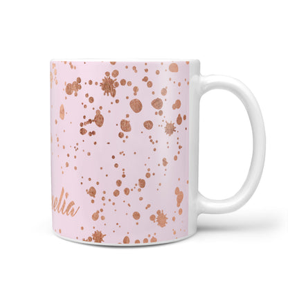 Personalised Pink Copper Splats Name 10oz Mug