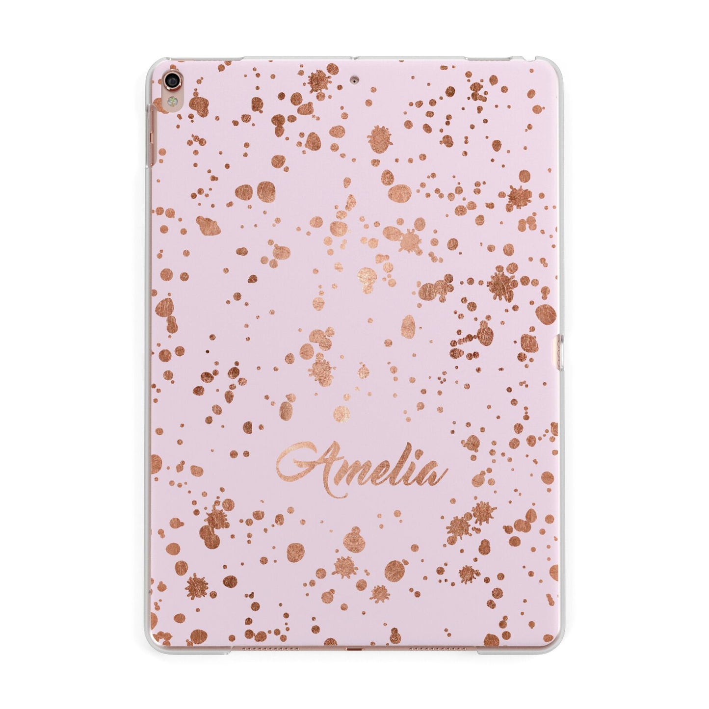 Personalised Pink Copper Splats Name Apple iPad Rose Gold Case