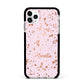 Personalised Pink Copper Splats Name Apple iPhone 11 Pro Max in Silver with Black Impact Case