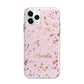 Personalised Pink Copper Splats Name Apple iPhone 11 Pro Max in Silver with Bumper Case