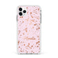Personalised Pink Copper Splats Name Apple iPhone 11 Pro Max in Silver with White Impact Case
