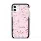 Personalised Pink Copper Splats Name Apple iPhone 11 in White with Black Impact Case