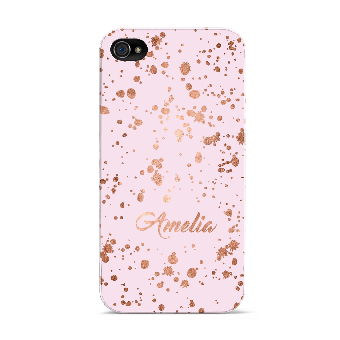 Personalised Pink Copper Splats Name Apple iPhone 4s Case