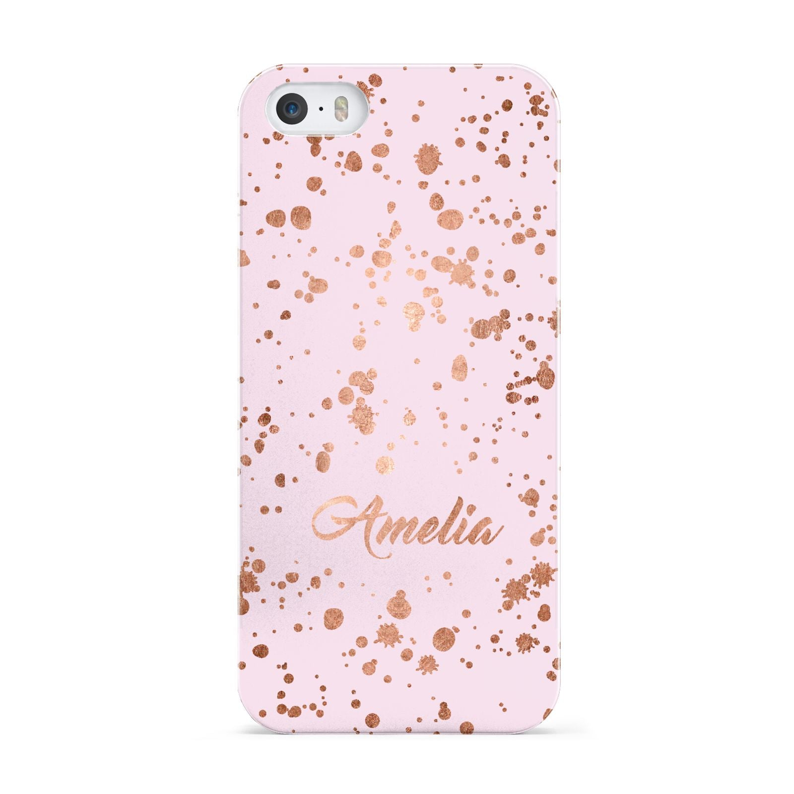 Personalised Pink Copper Splats Name Apple iPhone 5 Case