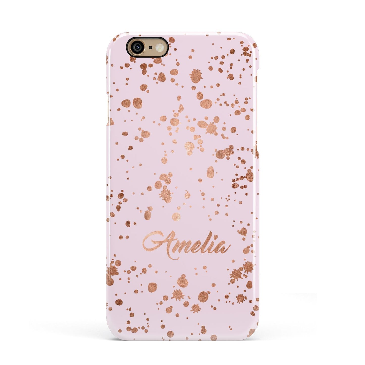 Personalised Pink Copper Splats Name Apple iPhone 6 3D Snap Case