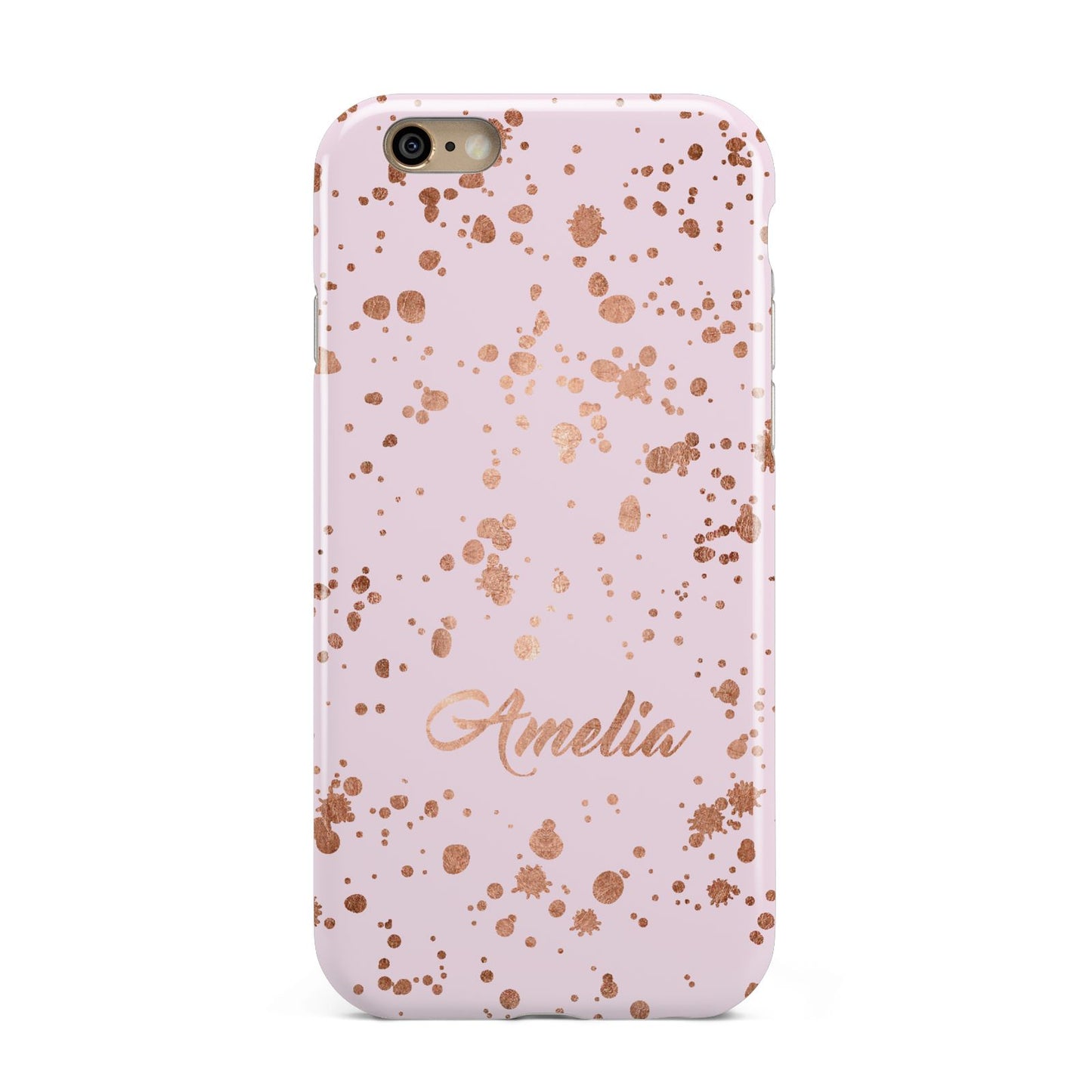 Personalised Pink Copper Splats Name Apple iPhone 6 3D Tough Case