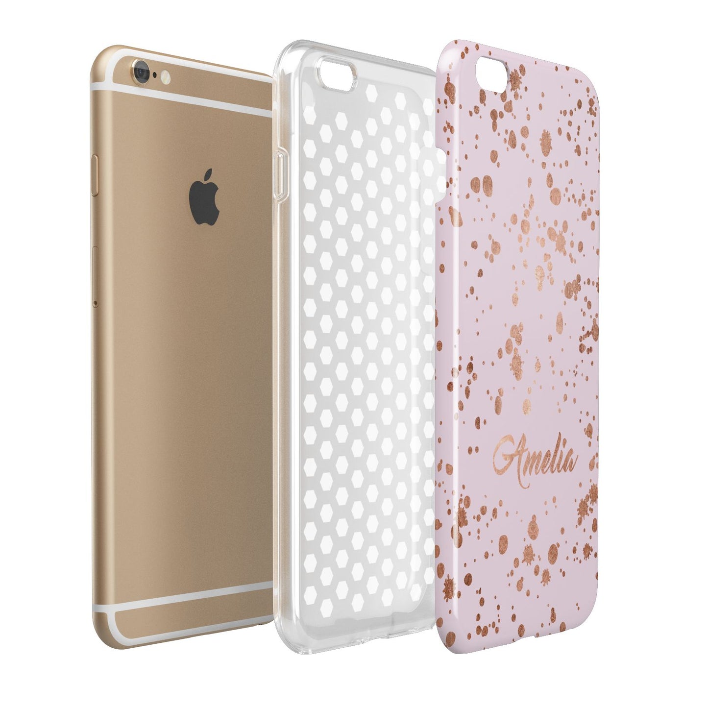 Personalised Pink Copper Splats Name Apple iPhone 6 Plus 3D Tough Case