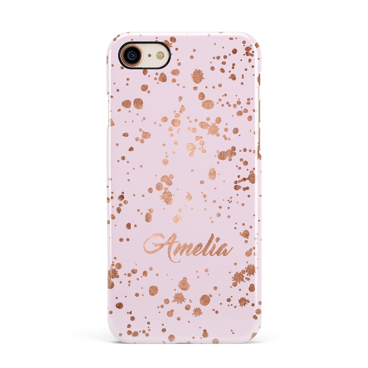 Personalised Pink Copper Splats Name Apple iPhone 7 8 3D Snap Case