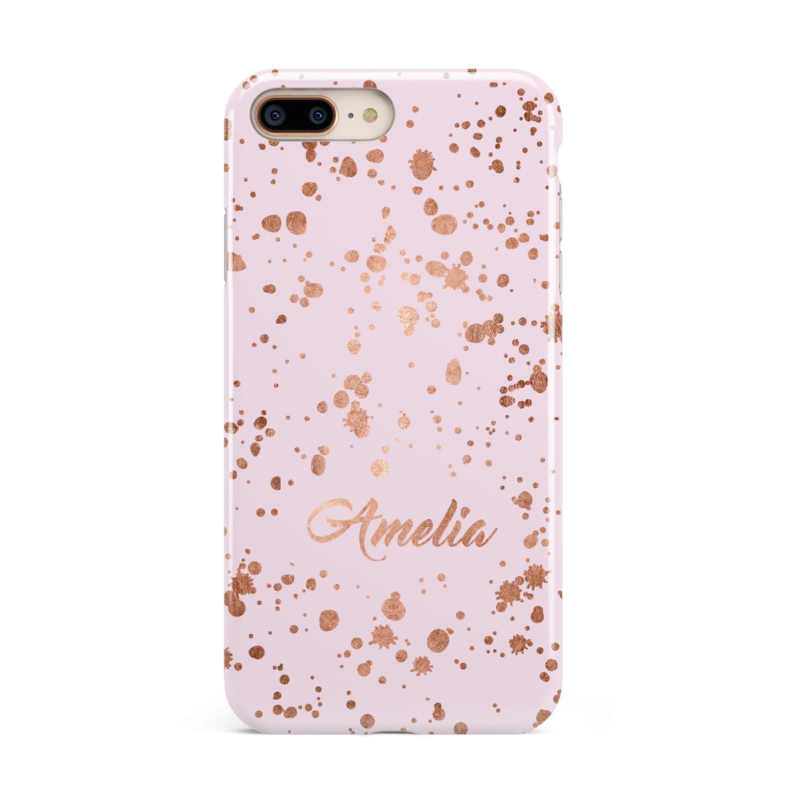 Personalised Pink Copper Splats Name Apple iPhone 7 8 Plus 3D Tough Case