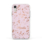 Personalised Pink Copper Splats Name Apple iPhone XR Impact Case White Edge on Silver Phone