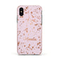 Personalised Pink Copper Splats Name Apple iPhone Xs Impact Case Pink Edge on Black Phone