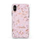 Personalised Pink Copper Splats Name Apple iPhone Xs Impact Case White Edge on Black Phone
