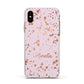 Personalised Pink Copper Splats Name Apple iPhone Xs Impact Case White Edge on Gold Phone