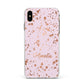 Personalised Pink Copper Splats Name Apple iPhone Xs Max Impact Case White Edge on Gold Phone